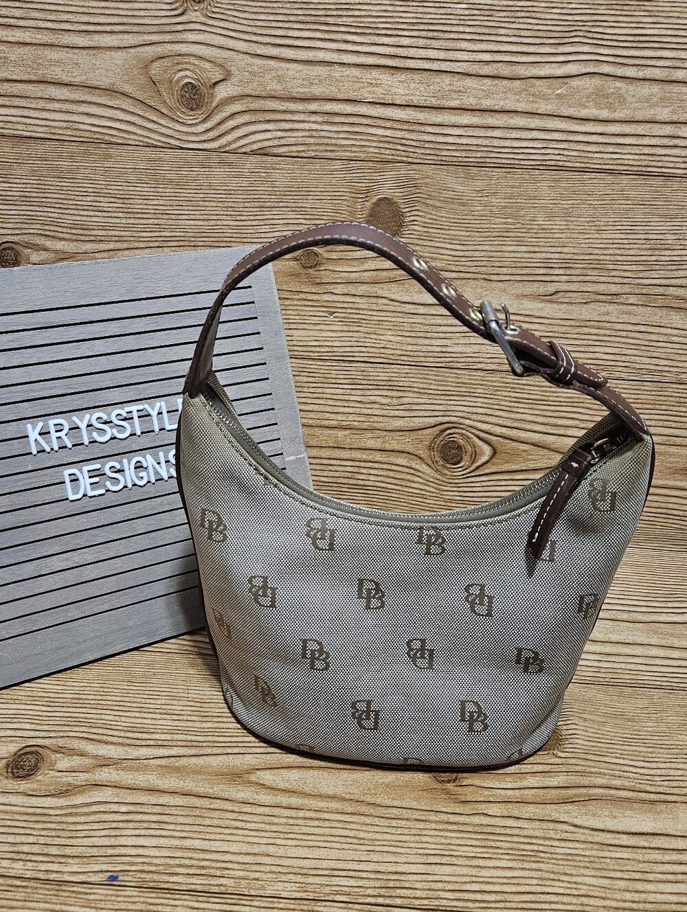 Dooney & Bourke Brown And Tan Monogram Shoulder Bag